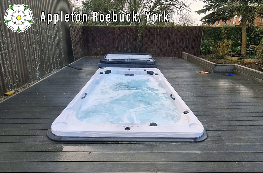Decking with recessed hot tub